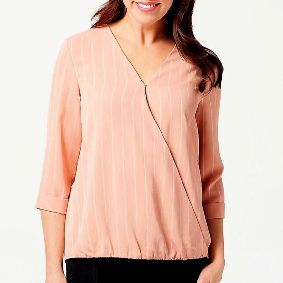 Lisa Rinna Collection Striped Cross Front Top 4892 - Picture 1 of 3